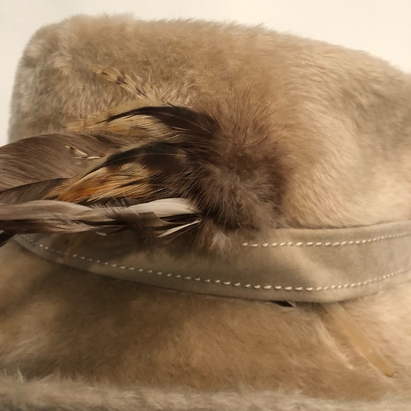 True vintage feather brim fedora hat by Adolfo Realites Paris BNWT!! - Picture 5 of 8